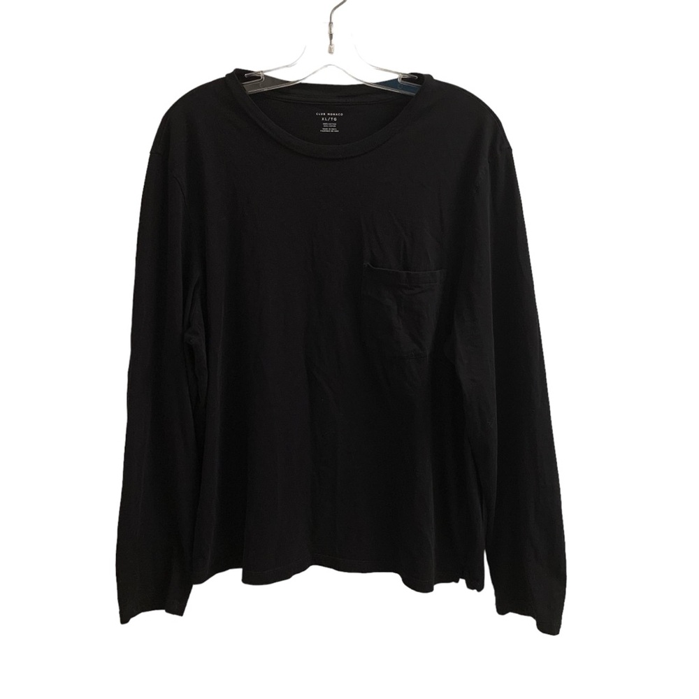 Club Monaco Black Long Sleeve Lightweight Crew Neck T Shirt Men’s Size XL